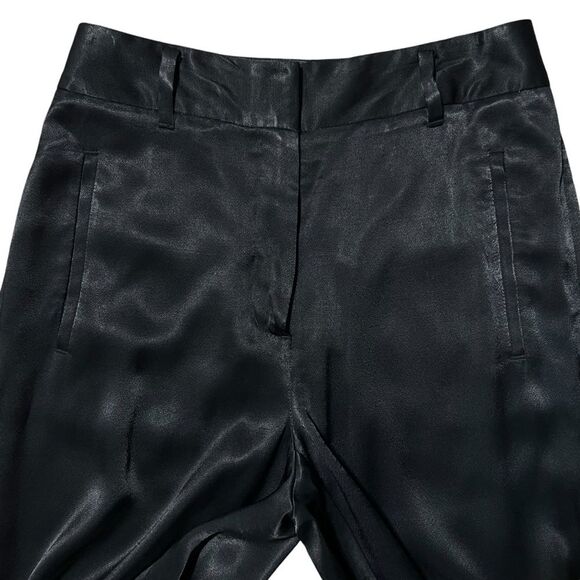 Aritzia Wilfred Black Cropped Satin Trouser Pants Size 6 Minimalist Evening - Picture 3 of 12